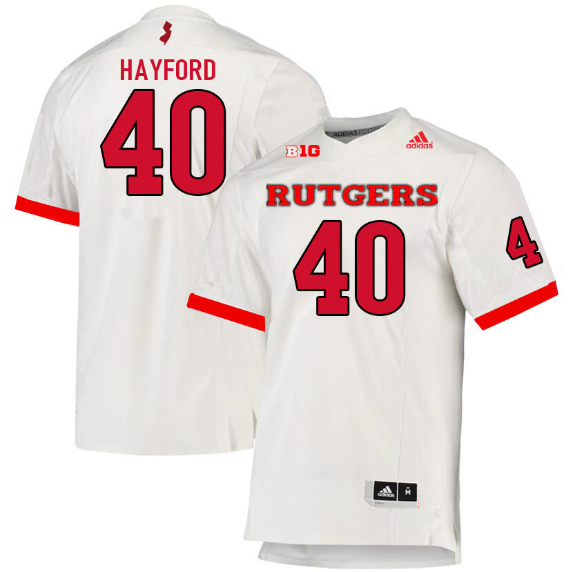 Men #40 Joe Hayford Rutgers Scarlet Knights College Football Jerseys Sale-White
